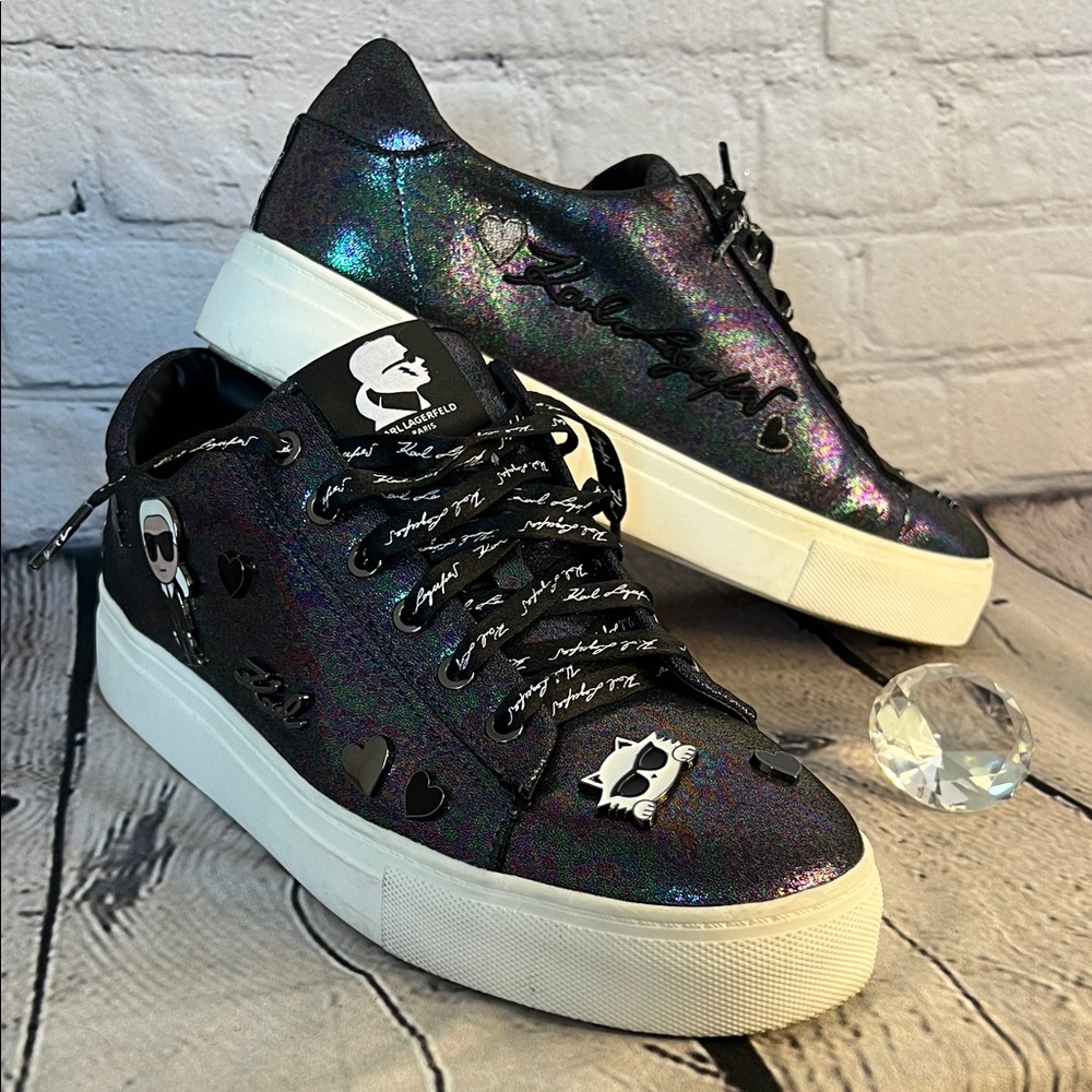 * Karl Lagerfeld Paris Cate Pins lace-up sneakers iridescent finish